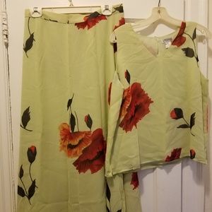 Silk, lined sleeveless skirt set